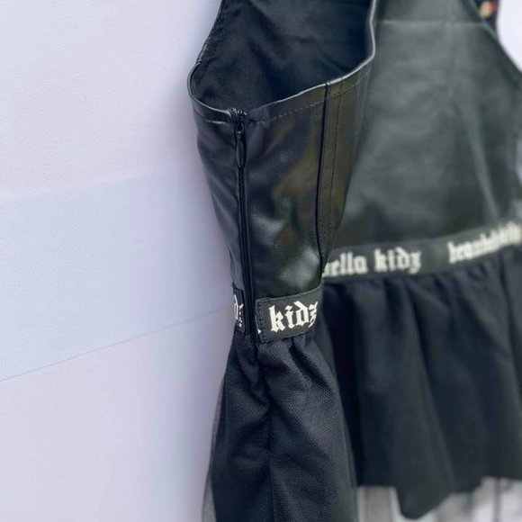 *NWT* 2T Faux leather dungaree Tulle dress - Picture 7 of 7